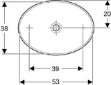 Geberit VariForm Aufsatzwaschtisch oval 55x40 cm, ohne Hahnloch, weiß KeraTect