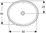 Geberit VariForm Unterbauwaschtisch oval 56x46 cm, ohne Hahnloch, mit Überlauf, weiß