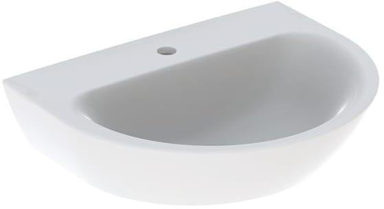 Geberit Renova Waschtisch 60x48 cm mit Hahnloch mittig, ohne Überlauf, weiß, KeraTect