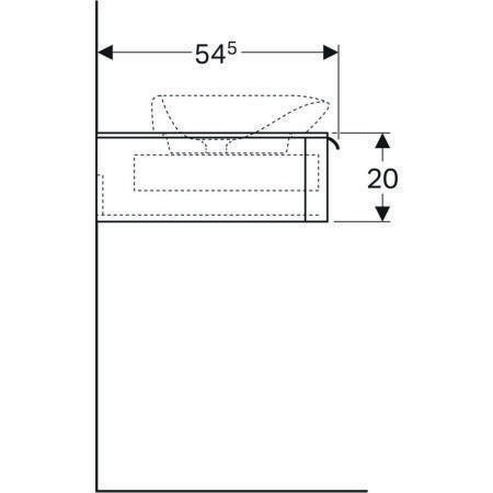 Geberit Waschtischunterschrank MYDAY 1150 mm mit LED-Beleuchtung und Siphonausschnitt rechts