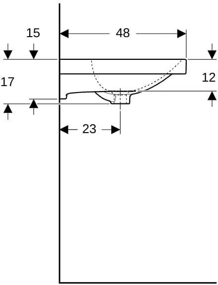 Geberit Acanto Waschtisch 65x48 cm mit Hahnloch, Überlauf & KeraTect in Weiß