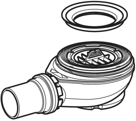 GEBERIT Duschwannenablauf für Setaplano – Sperrwasserhöhe 50 mm, DN 50, mit Siphon
