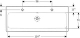 Geberit iCon Doppelwaschtisch 120 cm weiß, 2 Hahnlöcher, mit Überlauf, wandmontiert