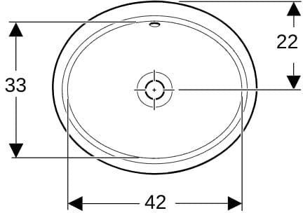 Geberit VariForm Unterbauwaschtisch oval 48x42 cm, ohne Hahnloch, mit Überlauf, weiß