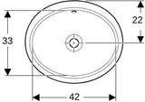 Geberit VariForm Unterbauwaschtisch oval 48x42 cm, ohne Hahnloch, mit Überlauf, weiß