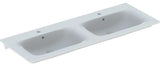 Geberit Renova Plan Doppelmöbelwaschtisch 130x48 cm mit Hahnloch & Überlauf in Weiß