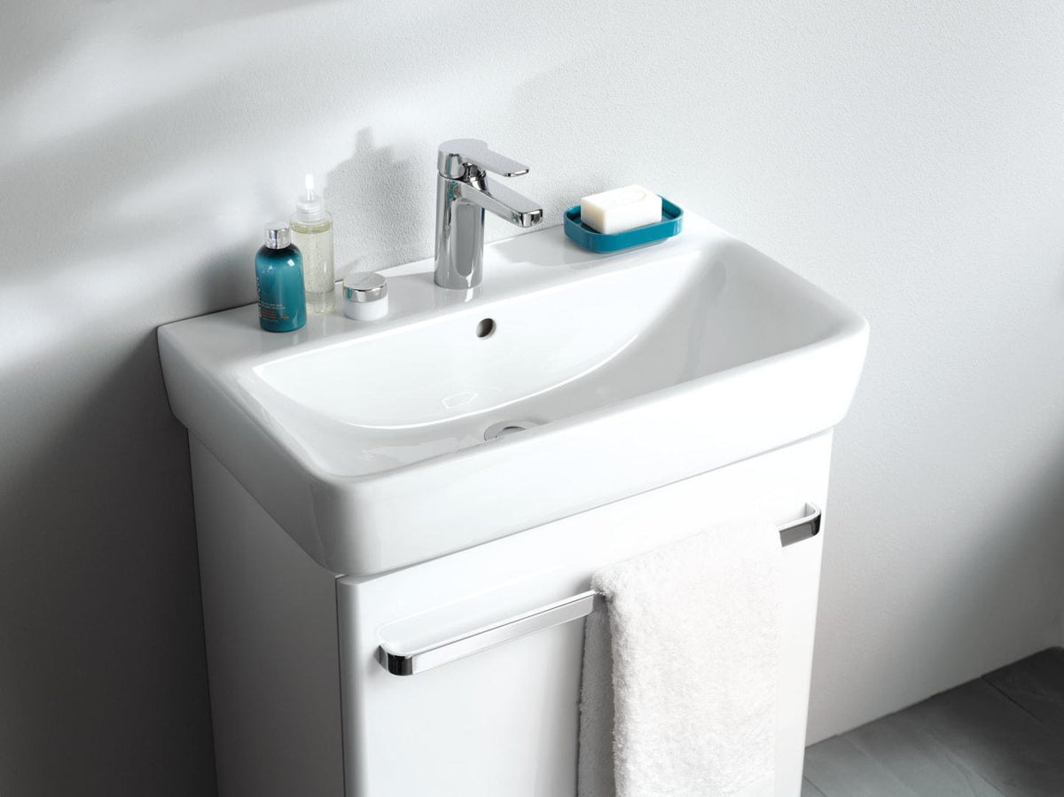 Geberit Renova Compact Waschtisch 60x37 cm mit Hahnloch und Überlauf, weiß