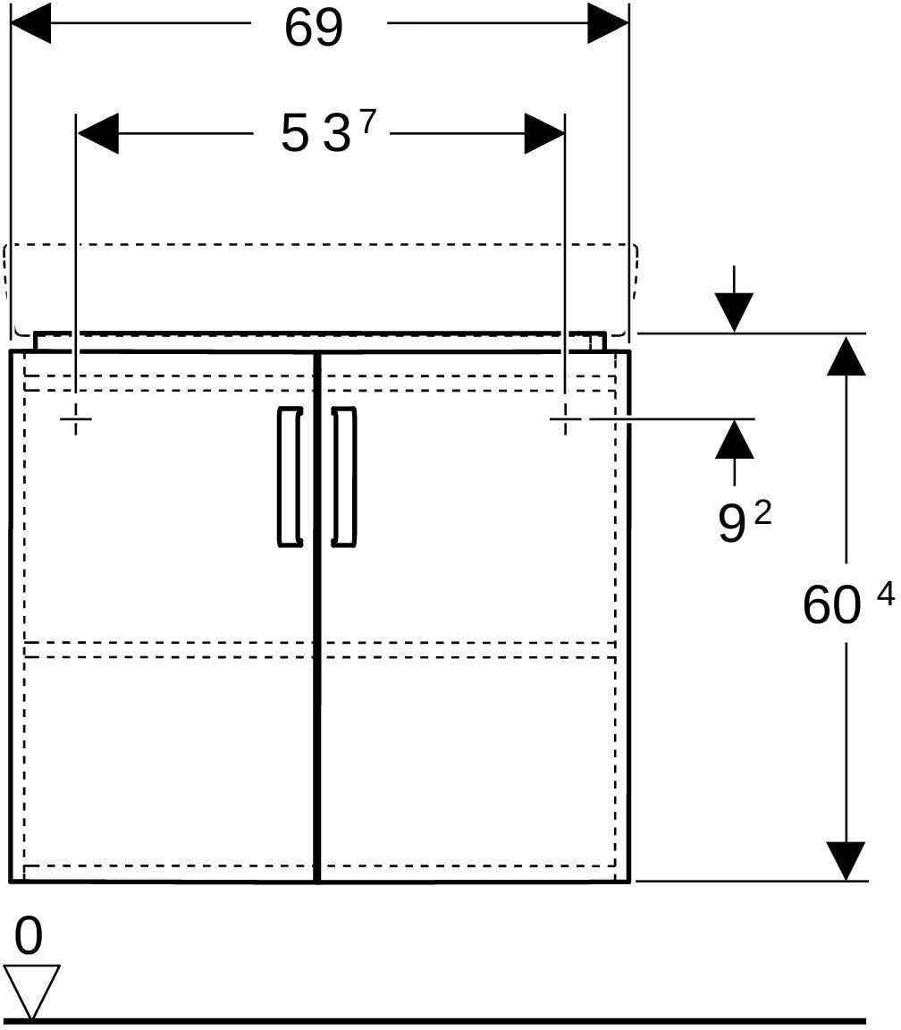 GEBERIT Renova Compact Eck-Waschtischunterschrank 69 cm, 2 Türen, weiß hochglanz