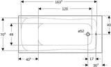 Geberit Renova Rechteckbadewanne 170x75 cm, weiß, Sanitäracryl, mit Überlaufloch