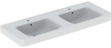 Geberit Renova Plan Doppelwaschtisch 130x48 cm mit Hahnloch und Überlauf in Weiß