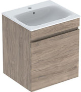 Geberit Renova Plan Waschtischset mit Unterschrank Nussbaum hickory 55 cm – 1 Schublade, wandhängend