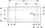 Geberit Renova Rechteckbadewanne 170x75 cm, weiß, Sanitäracryl, mit Überlaufloch