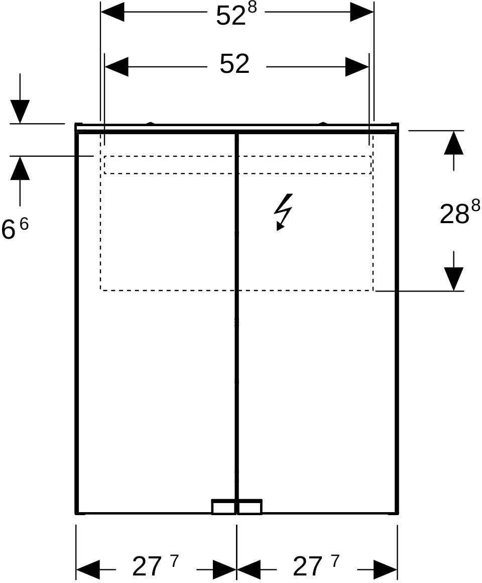 GEBERIT Option Basic Spiegelschrank mit LED-Beleuchtung, 2 Türen, 56 cm, weiß