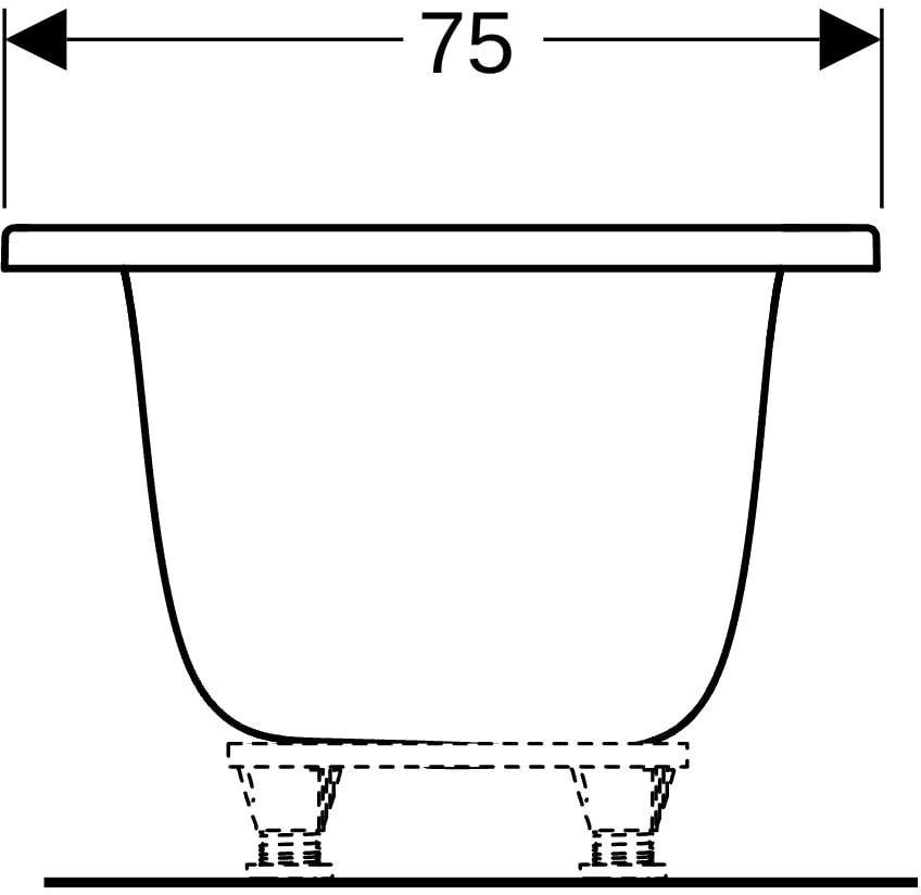 Geberit Tawa Duo Badewanne 170x75 cm weiß, rechteckig, schmaler Rand, 2-Sitzer