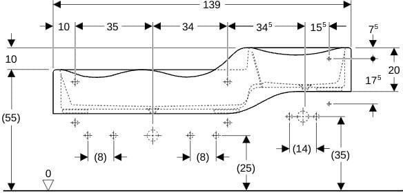 GEBERIT Bambini Spiel- und Waschlandschaft für 3 Waschtischarmaturen, 139 cm, weiß