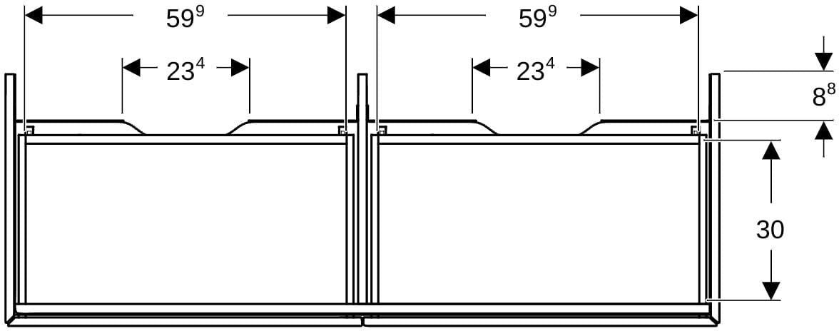 Geberit ONE Unterschrank für Aufsatzwaschtisch, 2 Schubladen, 133,2 cm, weiß hochglänzend