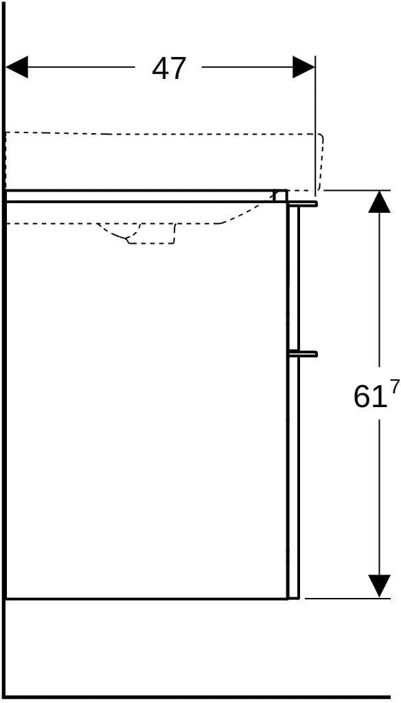 Geberit Smyle Unterschrank für Waschtisch eckig mit 2 Schubladen 118,4 cm sandgrau