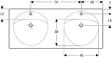 GEBERIT Preciosa Doppelwaschtisch 130x55 cm mit Hahnlochbank, Überlauf & KeraTect