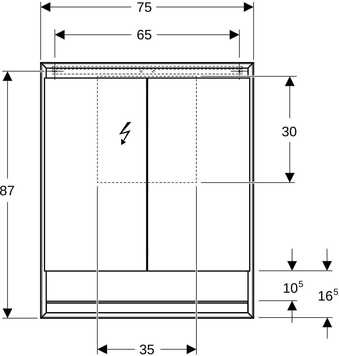Geberit ONE Spiegelschrank mit ComfortLight, 2 Türen, 75 cm, Aluminium