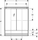 Geberit ONE Spiegelschrank mit ComfortLight, 2 Türen, 75 cm, Aluminium