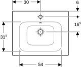 GEBERIT Renova Plan Möbelwaschtisch 100x48 cm mit Hahnloch und Überlauf in Weiß