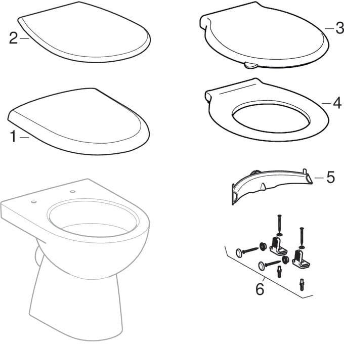 Geberit Renova Stand-WC Tiefspüler, Abgang vertikal, teilgeschlossen, 53,5 cm, weiß