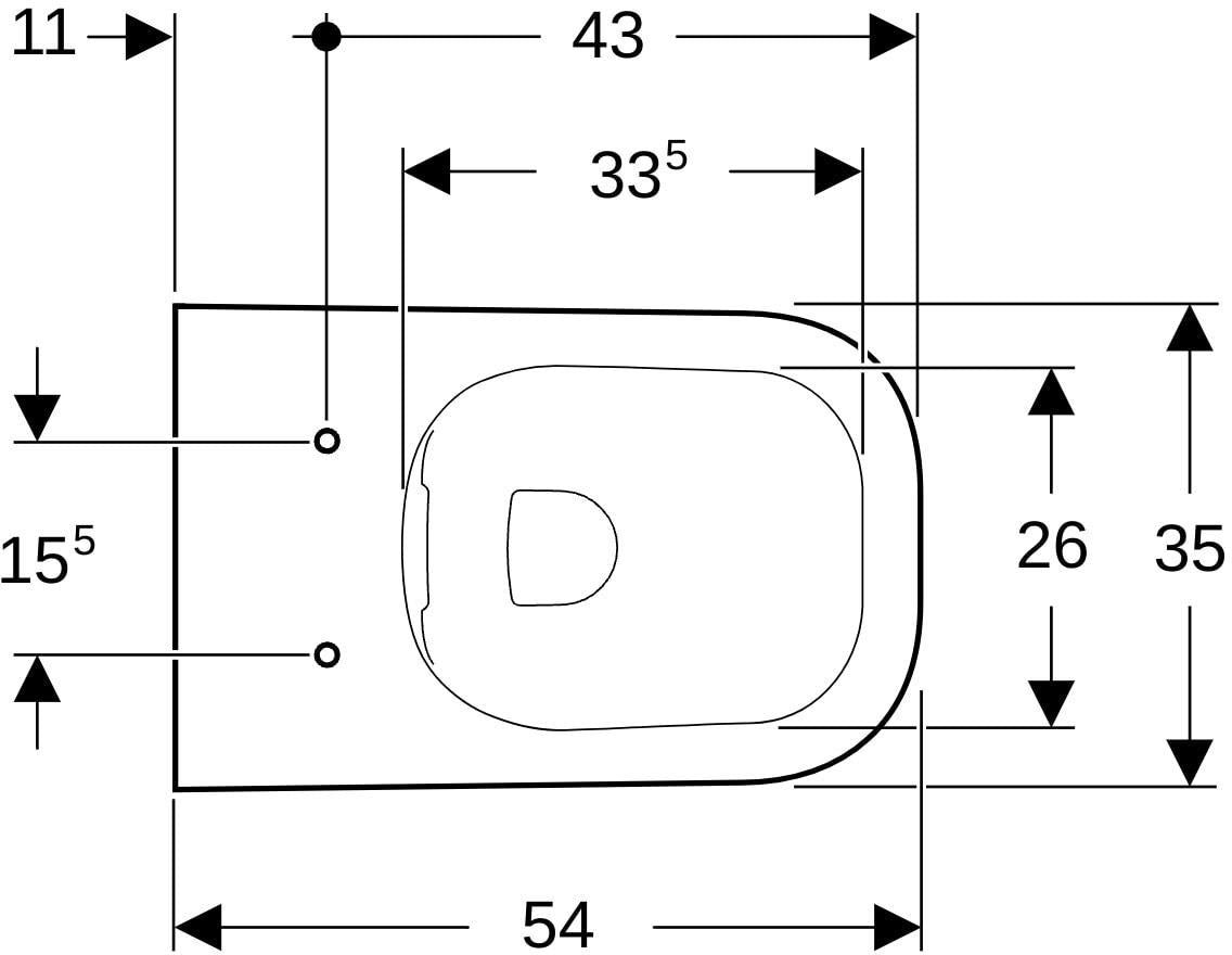 Geberit Smyle Wand-WC eckig Rimfree spülrandlos Tiefspüler weiß