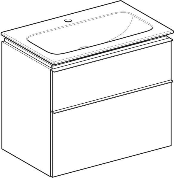 Geberit iCon Waschtischset 75 cm mit Unterschrank, 2 Schubladen, weiß hochglanz, KeraTect
