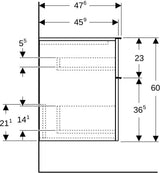 Geberit iCon Seitenschrank 45 cm – 2 Schubladen, weiß hochglänzend, wandhängend