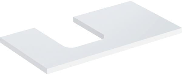 GEBERIT ONE Waschtischplatte 90 cm mit Ausschnitt links, weiß hochglänzend, für Aufsatzwaschtisch Schalenform