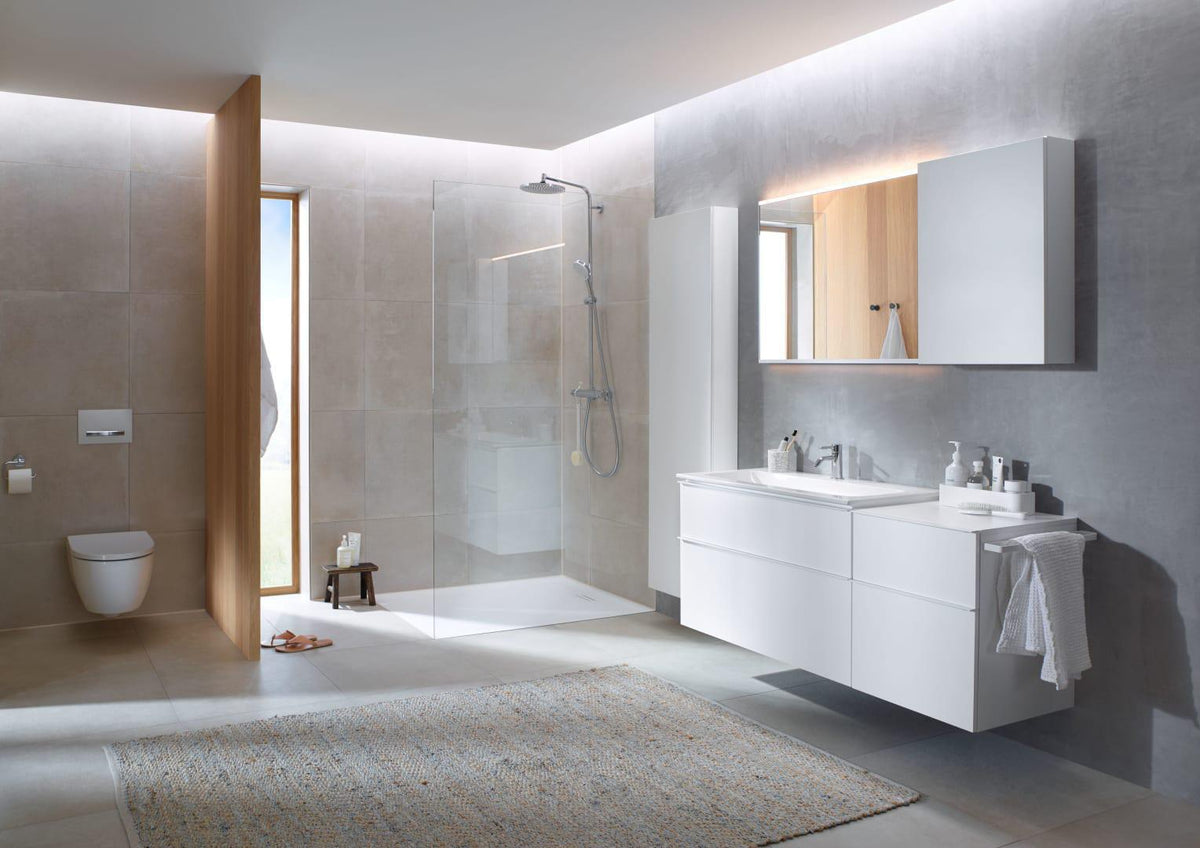 Geberit Hochschrank iCon 45 cm weiß hochglänzend mit Innenspiegel und Soft-Close