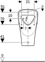 Geberit Renova Urinal trigonal, Zulauf hinten, Abgang hinten, weiß – wandhängend, spülrand, 1l