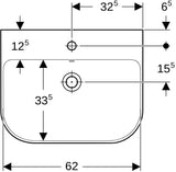 Geberit Smyle Waschtisch 55x48 cm mit Hahnloch und Überlauf in Weiß