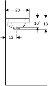 Geberit iCon Light Handwaschbecken 38x28 cm mit Hahnloch rechts, ohne Überlauf, weiß