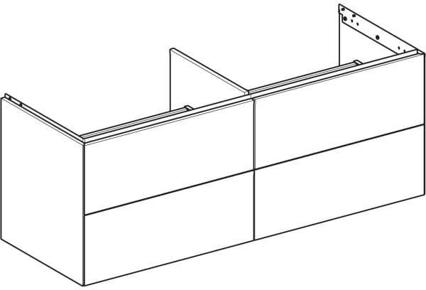 Geberit ONE Waschtischunterschrank 4 Schubladen 133,2 cm weiß hochglänzend wandhängend