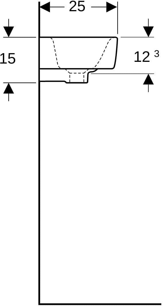 GEBERIT Renova Compact Handwaschbecken 50x25 cm, Hahnloch links, mit Überlauf, weiß