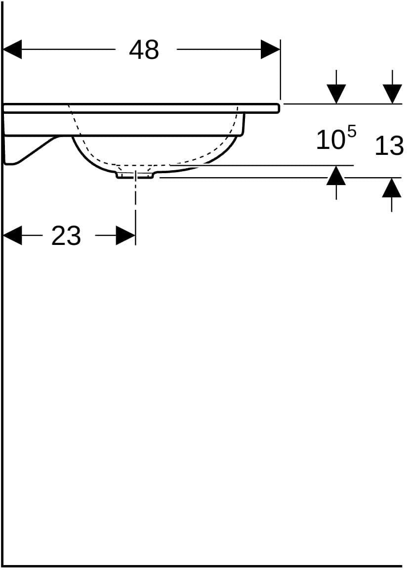 Geberit iCon Möbelwaschtisch 60x48 cm mit Hahnloch, ohne Überlauf, weiß