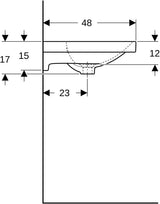 Geberit Acanto Waschtisch 60x48 cm mit Hahnloch und Überlauf in Weiß