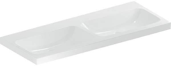Geberit iCon Light Doppelwaschtisch 120x48 cm mit Hahnloch und Überlauf in Weiß