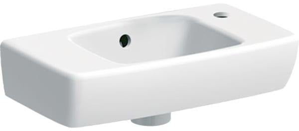 Geberit Renova Compact Handwaschbecken 45x25 cm, weiß, mit Überlauf und Ablagefläche links