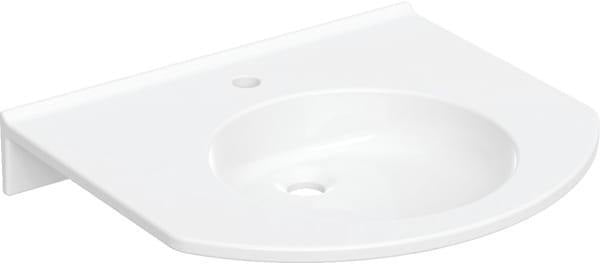 Geberit Publica Waschtisch 60x55 cm, rund, barrierefrei, weiß – Varicor, Hahnloch mittig, ohne Überlauf