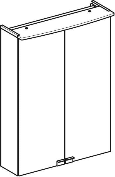 GEBERIT Option Basic Spiegelschrank mit LED-Beleuchtung, 2 Türen, 56 cm, weiß