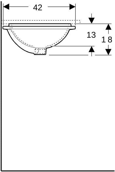 Geberit VariForm Unterbauwaschtisch oval 48x42 cm, ohne Hahnloch, mit Überlauf, weiß