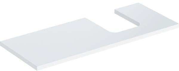 Geberit ONE Waschtischplatte weiß hochglänzend 90 cm Ausschnitt rechts für Aufsatzwaschtisch Schalenform