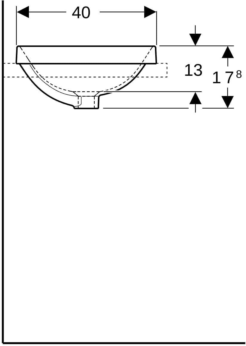Geberit VariForm Einbauwaschtisch oval 55x40 cm, ohne Hahnloch, ohne Überlauf, weiß, KeraTect