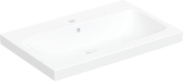 Geberit iCon Light Aufsatzwaschtisch 75x48 cm mit Hahnloch und Überlauf in Weiß