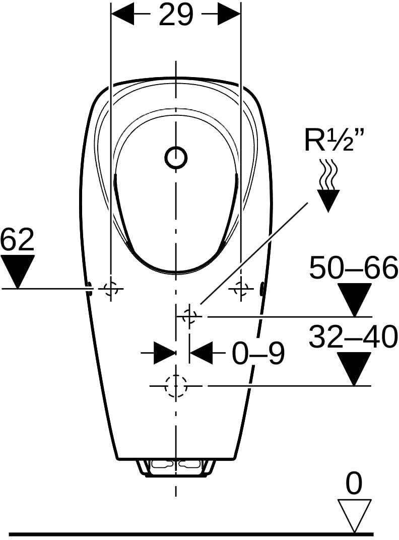 Geberit Tamina Urinal mit integrierter Steuerung, Batteriebetrieb, spülrandlos, weiß