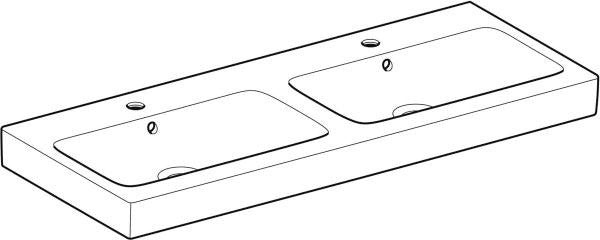 Geberit iCon Doppelwaschtisch 120 cm weiß – Wandmontage, mit Überlauf, 2 Hahnlöcher