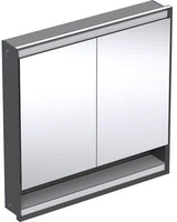 Geberit ONE Spiegelschrank mit Nische & ComfortLight, 2 Türen, 75x90x15 cm, schwarz matt
