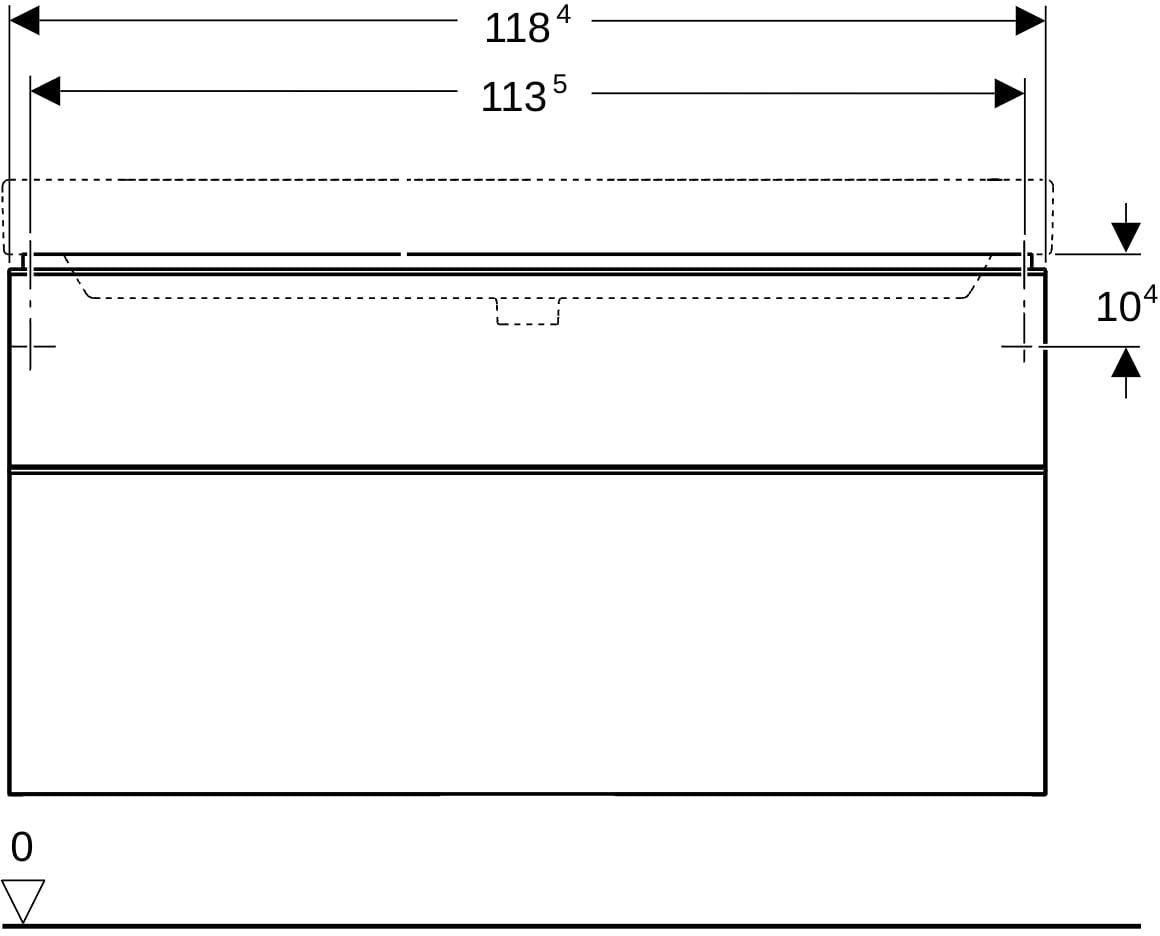 Geberit Smyle Unterschrank für Waschtisch eckig mit 2 Schubladen 118,4 cm sandgrau
